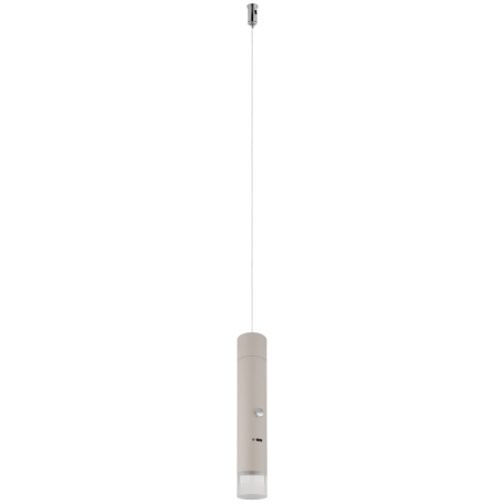 Závěsné svítidlo, pískově zbarvený kov, průhledný saténový akrylát, dotykové zapnutí/vypnutí, bez adaptéru, USB-C – USB-C, baterie CR18650 1800 mAh 3,7 V, Ø:3,8cm, V:120cm, včetně LED 2W 230V, zdroj 200lm, výstup 60lm, 3000K