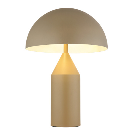 Stolní lampa, pískově zbarvený kov, bílá, černý PVC kabel, kolébkový vypínač na kabelu, Ø:28cm, V:39cm, délka kabelu 150cm, bez žárovek 2x E27, max. 40W 230V