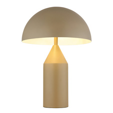 Stolní lampa, pískově zbarvený kov, bílá, černý PVC kabel, kolébkový vypínač na kabelu, Ø:28cm, V:39cm, délka kabelu 150cm, bez žárovek 2x E27, max. 40W 230V