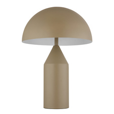 Stolní lampa, pískově zbarvený kov, bílá, černý PVC kabel, kolébkový vypínač na kabelu, Ø:28cm, V:39cm, délka kabelu 150cm, bez žárovek 2x E27, max. 40W 230V
