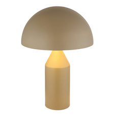 Stolní lampa, pískově zbarvený kov, bílá, černý PVC kabel, kolébkový vypínač na kabelu, Ø:28cm, V:39cm, délka kabelu 150cm, bez žárovek 2x E27, max. 40W 230V