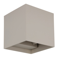 Venkovní svítidlo, hliník, matná písková barva, směr světla: nahoru a dolů, IP54, nastavitelný světelný kužel, ŠxV:10x10cm, H:10cm, 2x LED 3W 230V, zdroj 290lm, výstup 308lm, 3000K