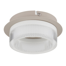 Stropní svítidlo, matný bílý kov, pískově zbarvený kov, bílý plast, průhledný plast, Ø:16cm, V:7cm, včetně LED 8W 230V, 800lm zdroj, 500lm výstup, 3000K