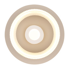 Stropní svítidlo, matný bílý kov, pískově zbarvený kov, bílý plast, průhledný plast, Ø:16cm, V:7cm, včetně LED 8W 230V, 800lm zdroj, 500lm výstup, 3000K