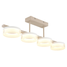 Stropní svítidlo, pískově zbarvený kov, matný bílý kov, bílý plast, průhledný plast, DxŠxV:67x13x19,5cm, včetně LED 24W 230V, 2510lm zdroj, 1600lm výstup, 3000K
