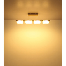 Stropní svítidlo, pískově zbarvený kov, matný bílý kov, bílý plast, průhledný plast, DxŠxV:67x13x19,5cm, včetně LED 24W 230V, 2510lm zdroj, 1600lm výstup, 3000K