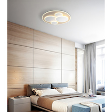 Stropní svítidlo, matný bílý kov, pískově zbarvený kov, bílý akrylát, Ø:49cm, V:5,5cm, včetně LED 40W 230V, zdroj 5300lm, výstup 2200lm, 3000K