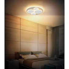 Stropní svítidlo, matný bílý kov, pískově zbarvený kov, bílý akrylát, Ø:49cm, V:5,5cm, včetně LED 40W 230V, zdroj 5300lm, výstup 2200lm, 3000K