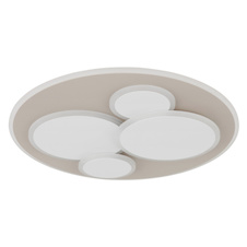 Stropní svítidlo, matný bílý kov, pískově zbarvený kov, bílý akrylát, Ø:49cm, V:5,5cm, včetně LED 40W 230V, zdroj 5300lm, výstup 2200lm, 3000K