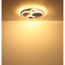 Stropní svítidlo, matný bílý kov, pískově zbarvený kov, bílý akrylát, Ø:49cm, V:5,5cm, včetně LED 40W 230V, zdroj 5300lm, výstup 2200lm, 3000K