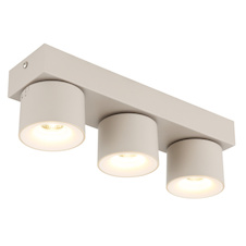 Stropní svítidlo, kov v barvě písku, hliník v barvě písku, bílý plast, otočné/nastavitelné, DxŠxV:33x7x12cm, včetně 3x LED 6W 230V, zdroj 600lm, výstup 480lm, 3000K