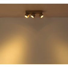 Stropní svítidlo, kov v barvě písku, hliník v barvě písku, bílý plast, otočné/nastavitelné, DxŠxV:33x7x12cm, včetně 3x LED 6W 230V, zdroj 600lm, výstup 480lm, 3000K