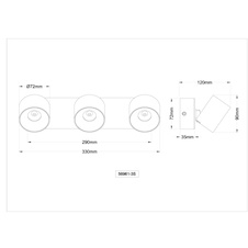 Stropní svítidlo, kov v barvě písku, hliník v barvě písku, bílý plast, otočné/nastavitelné, DxŠxV:33x7x12cm, včetně 3x LED 6W 230V, zdroj 600lm, výstup 480lm, 3000K