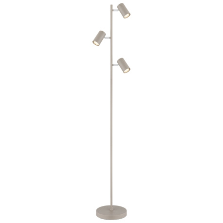 Stojací lampa, kovová, pískovo-bílá, bílé PVC kabel, nožní vypínač Kabel, otočný/otočný, Ø:23cm, V:154cm, délka kabelu 180cm, bez žárovek 3xGU10, max. 1000 5W 230V