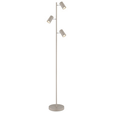 Stojací lampa, kovová, pískovo-bílá, bílé PVC kabel, nožní vypínač Kabel, otočný/otočný, Ø:23cm, V:154cm, délka kabelu 180cm, bez žárovek 3xGU10, max. 1000 5W 230V