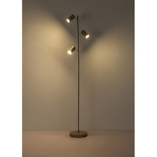 Stojací lampa, kovová, pískovo-bílá, bílé PVC kabel, nožní vypínač Kabel, otočný/otočný, Ø:23cm, V:154cm, délka kabelu 180cm, bez žárovek 3xGU10, max. 1000 5W 230V
