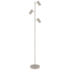 Stojací lampa, kovová, pískovo-bílá, bílé PVC kabel, nožní vypínač Kabel, otočný/otočný, Ø:23cm, V:154cm, délka kabelu 180cm, bez žárovek 3xGU10, max. 1000 5W 230V