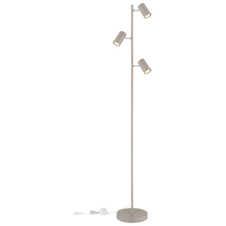 Stojací lampa, kovová, pískovo-bílá, bílé PVC kabel, nožní vypínač Kabel, otočný/otočný, Ø:23cm, V:154cm, délka kabelu 180cm, bez žárovek 3xGU10, max. 1000 5W 230V