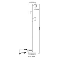 Stojací lampa, kovová, pískovo-bílá, bílé PVC kabel, nožní vypínač Kabel, otočný/otočný, Ø:23cm, V:154cm, délka kabelu 180cm, bez žárovek 3xGU10, max. 1000 5W 230V