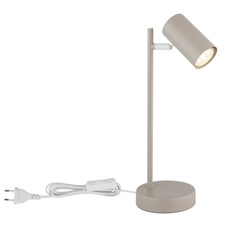 Stolní lampa, kovová, pískové barvy, bílá, kolébkový vypínač na kabelu, otočný/otočný, Ø:130cm, V:35cm, bez žárovky 1xGU10, 5W 230V
