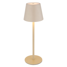 Stolní lampa, kov/plast pískový/bílý, dotek. zap/vyp/stmívání, USB-A 2.0 - USB-C; aku CR18650 1800mAh 3,7V, IP54, nastavitelná výška, jako nástavec na láhev (součást balení), Ø:11,5cm, V:36cm, 3W LED, zdroj 300lm, výstup 200lm, CCT3000/4000/5000K