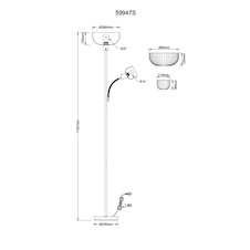 Stojací lampa, pískově zbarvený kov, bílý plast, vypínač, Flexo, Ø:26cm, V:179cm, délka kabelu 180cm, velké sklo Ø:26cm, čtecí sklo Ø:11cm, V:9cm, bez žárovky 1x E27, max. 60W 230V, bez žárovky 1x E14, max. 40W 230V