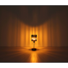Stolní lampa, matný černý kov, kouřové skleněné tyče, černý PVC kabel, kolébkový vypínač na kabelu, Ø:30cm, V:54,5cm, délka kabelu 150cm, bez žárovky 1xE27, max. 60W 230V