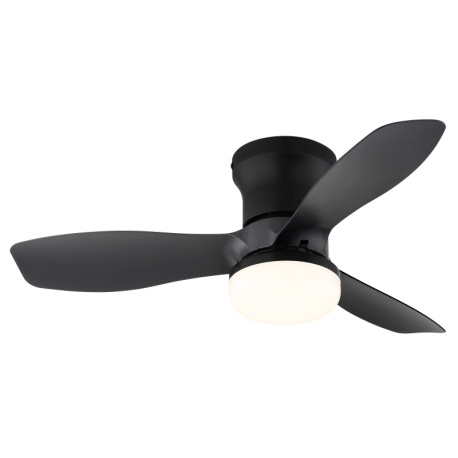 Stropní ventilátor, plast, matná černá/antracitová/bílá, stmívatelný, více rychlostí pomocí nástěnného vypínače, paměť, dálkové ovládání, 25m², 2 směry otáčení, Ø:61cm, V:19cm, LED 15W 230V, zdroj 275-1650lm, CCT 2700-6500K
