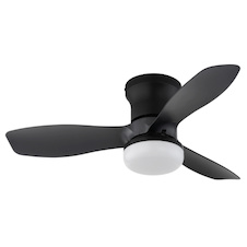 Stropní ventilátor, plast, matná černá/antracitová/bílá, stmívatelný, více rychlostí pomocí nástěnného vypínače, paměť, dálkové ovládání, 25m², 2 směry otáčení, Ø:61cm, V:19cm, LED 15W 230V, zdroj 275-1650lm, CCT 2700-6500K