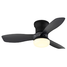 Stropní ventilátor, plast, matná černá/antracitová/bílá, stmívatelný, více rychlostí pomocí nástěnného vypínače, paměť, dálkové ovládání, 25m², 2 směry otáčení, Ø:61cm, V:19cm, LED 15W 230V, zdroj 275-1650lm, CCT 2700-6500K