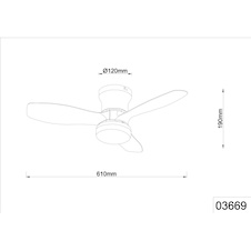 Stropní ventilátor, plast, matná černá/antracitová/bílá, stmívatelný, více rychlostí pomocí nástěnného vypínače, paměť, dálkové ovládání, 25m², 2 směry otáčení, Ø:61cm, V:19cm, LED 15W 230V, zdroj 275-1650lm, CCT 2700-6500K