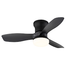 Stropní ventilátor, plast, matná černá/antracitová/bílá, stmívatelný, více rychlostí pomocí nástěnného vypínače, paměť, dálkové ovládání, 25m², 2 směry otáčení, Ø:61cm, V:19cm, LED 15W 230V, zdroj 275-1650lm, CCT 2700-6500K