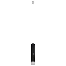 Závěsné svítidlo, matný černý kov, transparentní akrylát, bez adaptéru, USB-C - USB-C, CR18650 1800 mAh 3,7 V, dotykový stmívač: Zapnuto/ 10 %, 50 %, 100 %, Vypnuto, Ø:3,8cm, V:120cm, LED 2W 230V, zdroj 200lm, výstup 60lm, 3000K