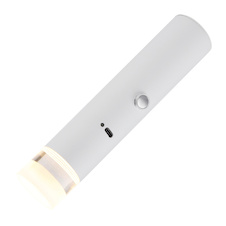 Závěsné svítidlo, matný bílý kov, průhledný akrylát, dotykový stmívač, bez adaptéru, USB-C - USB-C, baterie CR18650 1800 mAh 3,7 V, Ø:3,8cm, V:120cm, LED 2W 230V, zdroj 200lm, výstup 60lm, 3000K