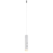 Závěsné svítidlo, matný bílý kov, průhledný akrylát, dotykový stmívač, bez adaptéru, USB-C - USB-C, baterie CR18650 1800 mAh 3,7 V, Ø:3,8cm, V:120cm, LED 2W 230V, zdroj 200lm, výstup 60lm, 3000K