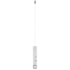 Závěsné svítidlo, matný bílý kov, průhledný akrylát, dotykový stmívač, bez adaptéru, USB-C - USB-C, baterie CR18650 1800 mAh 3,7 V, Ø:3,8cm, V:120cm, LED 2W 230V, zdroj 200lm, výstup 60lm, 3000K