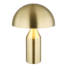 Stolní lampa, mosazný kov, bílá, černý PVC kabel, kolébkový vypínač na kabelu, Ø:28cm, V:390mm, délka kabelu 150cm, bez žárovek 2x E27, max. 40W 230V