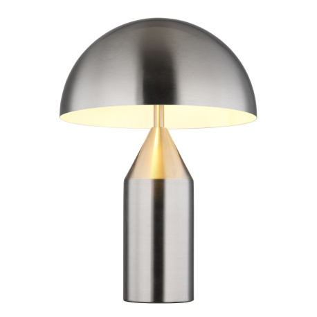 Stolní lampa, matný nikl, bílá, černý PVC kabel, kolébkový vypínač na kabelu, Ø:28cm, V:39cm, délka kabelu 150cm, bez žárovek 2x E27, max. 40W 230V
