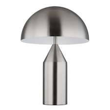 Stolní lampa, matný nikl, bílá, černý PVC kabel, kolébkový vypínač na kabelu, Ø:28cm, V:39cm, délka kabelu 150cm, bez žárovek 2x E27, max. 40W 230V
