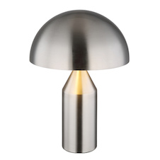 Stolní lampa, matný nikl, bílá, černý PVC kabel, kolébkový vypínač na kabelu, Ø:28cm, V:39cm, délka kabelu 150cm, bez žárovek 2x E27, max. 40W 230V