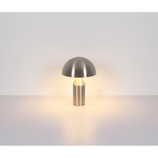 Stolní lampa, matný nikl, bílá, černý PVC kabel, kolébkový vypínač na kabelu, Ø:28cm, V:39cm, délka kabelu 150cm, bez žárovek 2x E27, max. 40W 230V