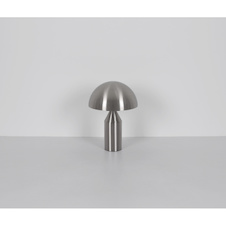 Stolní lampa, matný nikl, bílá, černý PVC kabel, kolébkový vypínač na kabelu, Ø:28cm, V:39cm, délka kabelu 150cm, bez žárovek 2x E27, max. 40W 230V