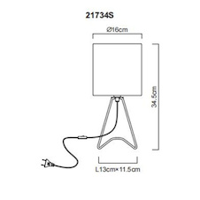Stolní lampa, matný černý kov, černá tkanina, černý PVC kabel, kolébkový vypínač na kabelu, Ø:16cm, V:34,5cm, délka kabelu 130cm, bez žárovky 1x E14, max. 40W 230V