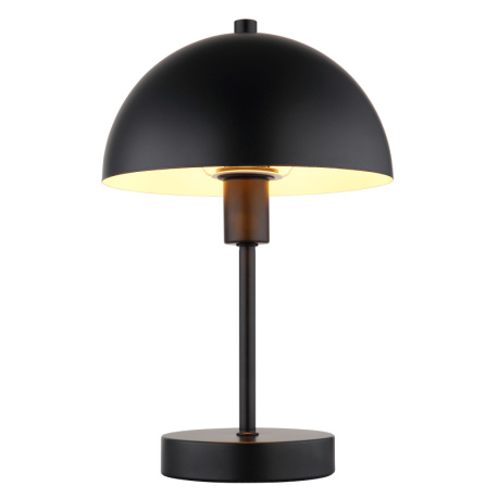 Stolní lampa, matný černý kov, černý PVC kabel, kolébkový vypínač na kabelu, Ø:20cm, V:31cm, délka kabelu 150cm, bez žárovky 1x E14, max. 40W 230V