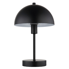 Stolní lampa, matný černý kov, černý PVC kabel, kolébkový vypínač na kabelu, Ø:20cm, V:31cm, délka kabelu 150cm, bez žárovky 1x E14, max. 40W 230V