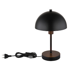 Stolní lampa, matný černý kov, černý PVC kabel, kolébkový vypínač na kabelu, Ø:20cm, V:31cm, délka kabelu 150cm, bez žárovky 1x E14, max. 40W 230V