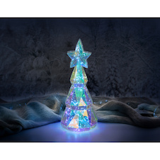 Stolní lampa, průhledný plast, bílý PVC kabel, napájení bateriemi 3x AA nebo kabelem USB-C (oba nejsou součástí balení), Ø:11cm, V:23,5cm, délka kabelu 50cm, včetně 2W 5V LED, 8000K