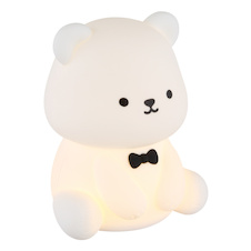 Stolní lampa, bílý/černý plast, dotykový stmívač, fixace barev RGB, časovač, bez adaptéru, USB-A 2.0 - USB-C, CR18650 1200 mAh 3,7 V, DxŠxV:10,5x10x13cm, RGBW LED 1W 230V, 50lm zdroj, 35lm výstup
