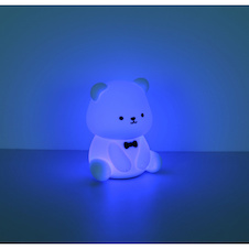 Stolní lampa, bílý/černý plast, dotykový stmívač, fixace barev RGB, časovač, bez adaptéru, USB-A 2.0 - USB-C, CR18650 1200 mAh 3,7 V, DxŠxV:10,5x10x13cm, RGBW LED 1W 230V, 50lm zdroj, 35lm výstup