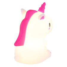 Stolní lampa, bílo-růžový plast, dotykové zapnutí/vypnutí, dotykový stmívač, fixace barev RGB, časovač, bez adaptéru, USB-A 2.0 – USB-C, CR18650 1200 mAh 3,7 V, DxŠxV:13x9x15cm, RGBW LED 1,5W 230V, zdroj 35lm, výstup 20lm